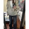 Sudadera con Capucha de Bloques de Color Estilo Americano para Mujer, Otoño e Invierno, Cárdigan Chaqueta de Forro Polar Grueso Holgado con Cremallera y Diseño de Moda