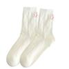 Calcetines blancos apilados para mujer, calcetines de primavera que combinan con todo, calcetines de tela para el talón, calcetines de tubo medio de estilo japonés, estilo coreano, estilo universitario, de moda ISN para mujer