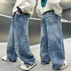 Calças para meninos, jeans infantil estilo primavera e outono, calças retas estilosas de outono para meninos mais velhos, atacado transfronteiriço da moda