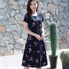 Vestido de Algodón y Seda para Mujeres de Mediana Edad y Mayores 2026, Talla Grande, Manga Corta, Longitud Media, Vestido de Verano para Madres de 40-50 Años, Vestido de Algodón y Seda