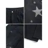 Jeans retro americano com estampa de estrelas para mulheres 2026, outono, corte solto, modelador, moda de rua, calças largas de perna larga com corte curvo