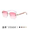 Gafas de Sol Poligonales Recortadas Sin Montura de Leopardo Gafas de Sol Retro Europeas y Americanas para Conducir Moda Protección UV