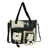 Bolso de lona para mujer, de hombro, pequeño, fresco, portátil, para libros, de gran capacidad, bandolera, para estudiantes, versátil, estilo japonés, bolso de tutorial, moda