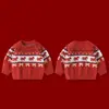 Suéteres para Niños y Niñas 2026 Otoño e Invierno Nuevo Estilo Bebé Suéter Rojo Atuendo de Año Nuevo Chaqueta de Primavera con Ponis para Niños