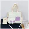 Bolsa de Tutoría Literaria Trendy Estilo Coreano Bosque Universitario para Niñas, Estudiantes, Viajes, Bloques de Color, Gran Capacidad