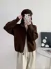 Cárdigan de lana de doble cara tejido con cremallera y cuello alto estilo coreano, nuevo modelo otoño e invierno 2026, color liso, suéter abrigo para mujer, holgado y versátil