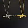 Suprimento Transfronteiriço Punk Hip-Hop Colar de Fuzil de Assalto Totalmente Cravejado de Diamante Pingente de Arma Ak Personalizado Criativo Joias Atacado para Homens e Mulheres