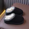 Chinelos de algodão para crianças, estilo simples de inverno para meninos, design de batatinha, para uso interno, forrados com fleece, com calcanhar fechado, sapatos de algodão quentes para pais e filhos