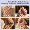 Puntas de Uñas Europeas y Americanas de Moda de Gama Alta Mate de Punta Larga, Colección de Color Sólido, Piezas para Uñas, 24 Piezas