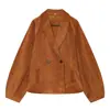 Z Estilo Europeo y Americano 2026 Nueva Moda Elegante Temperamento Chaqueta Abrigo de Doble Botonadura Suelta con Cinturón para Mujer para Ir al Trabajo 4968228