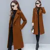 Abrigo de Lana Cálido para Otoño Invierno Mujer Longitud Media Simple Manga Larga Abrigo de Lana para Mujer Largo