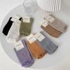Calcetines Apilables para Mujer Primavera y Otoño Nuevos Ins Color Morandi Calcetines de Algodón de Longitud Media Estilo Coreano Moda Lindos Calcetines con Borde de Oreja Estilo Japonés