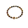 Pulsera de Piedra Ojo de Tigre Piedra Natural Estilo Nuevo Otoño e Invierno, Cuentas Redondas Geométricas Retro, Joyería de Mano Simple Apilable