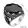 Joyería transfronteriza europea y americana patrón vintage anillo de circonita plana negra joyería al por mayor anillo índice de moda para hombre