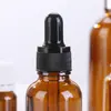 Botella gotero personalizada, Botella de recarga cosmética, Botella de aceite esencial marrón, Botella con bomba de presión para esencia, Botella gotero de vidrio