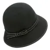 Rongmei 2026 Nuevo Sombrero Clásico Hepburn Transfronterizo con Ala Curva, Sombrero de Mezcla de Seda y Lana, Elegante Sombrero de Estilo Francés
