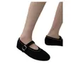 Sapatos Femininos Mary Jane Vintage de Couro Genuíno Planos com Rebite de Uma Tira e Bico Redondo em Pelo de Cavalo Moda Couro Sapatos Fábrica de Origem