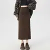 Falda vintage de pana de cintura alta para mujer, nueva falda irregular de línea A ajustada de longitud media para otoño e invierno, falda bodycon