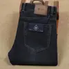 Jeans de negocios para hombre de otoño e invierno, gruesos, cálidos, transpirables, forro polar, alta gama, lujo, fibra de poliéster, algodón elástico