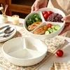 Plato casero de tres compartimentos, plato de plástico imitación cerámica, control de porciones, plato divisor para alimentos ligeros, tazón de arroz, plato de frutas