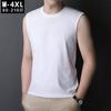 Chaleco de algodón grueso estilo japonés para hombre, ropa interior deportiva, camiseta sin mangas, color blanco liso, camisa básica de verano para hombre