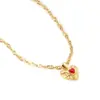 Collar Colgante Corazón Diamante Rojo Transfronterizo Europeo y Americano Colgante Gota de Agua Lava Volcánica Cadena Clavicular Collar Chapado en Oro de 18 Quilates Fabricante