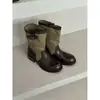 Botas western retro estilo británico de tacón grueso, botines para mujer, botas Martin, botas plisadas apiladas, botas de montar a media pantorrilla