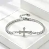 Pulseira Cruzada de Cobre com Zircônia Colorida Totalmente Cravejada de Diamantes, Corrente Cruzada, Alta Venda, Joia de Mão Versátil, Tendência da Moda, Atacado