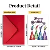 Novo Conjunto de Envelopes para Cartão de Aniversário Chapéu de Aniversário Simples Cartão Postal em Branco Cartão de Bênção Escrito à Mão Lote Mínimo de 10 Conjuntos