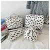Bolsa de Cosméticos Acolchada de Gran Capacidad Floral de Cuatro Piezas Almacenamiento Portátil Forro Estuche para Lápices de Algodón Cierre de Cordón Set de Viaje de Cuatro Piezas