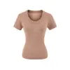 Camiseta Tricot Simples de Gola U Manga Curta Estilo Minimalista para Mulheres, Verão 2026 Novo Top Fino Slim Fit Versátil