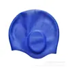 Touca de Natação de Silicone com Proteção para os Ouvidos, Touca de Natação Unissex, Cor Sólida, Antiderrapante, Impermeável, Não Aperta a Cabeça, Adequada para Cabelos Longos