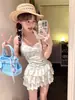 Menina Fofa Floral Puro Desejo Pequena Fragrância Conservador Saia Bolo Peça Única Justa Roupa de Banho Roupa de Banho para Fonte Termal Feminina