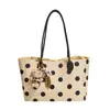 Bolsa Tote Nova Moda Primavera/Verão 2026 com Design de Bolinhas, Bolsa Casual de Grande Capacidade para o Dia a Dia, Bolsa de Ombro Único