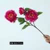 Flor Artificial de Peônia de Seda de Haste Única com 3 Flores para Decoração de Casa e Casamento com Toque de Luxo