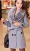Deseo de lana 2022 Ropa de invierno de longitud media para mujer Estilo coreano abrigo de lana con cuello de piel grande para mujer abrigo de doble botonadura para mujer