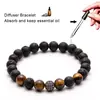 Amazon Más Vendido 8mm Piedra Volcánica de Energía Micro Incrustación Bola de Zirconio Pulsera Ojo de Tigre Cuenta de Cobre Pulsera de Piedra Natural