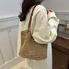 Bolso de Paja para Mujer de Gran Capacidad Tipo Cubo 2024 Nuevo Versátil Diseño de Nicho Bolso de Hombro Estilo Coreano Bolso Tote Moderno