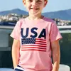 Camiseta Infantil con Estampado de Patrón Americano Transfronterizo Camisa del Día de la Independencia Diseño Sencillo Uso Casual Diario Ropa para Hombre