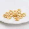 Espaçadores decorativos de cor duradoura banhados a ouro estilo antigo para pulseiras e correntes de mão, anéis redondos martelados, acessórios para joias DIY