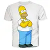 Camiseta de hombre de manga corta con cuello redondo, impresión digital 3D de los Simpson de dibujos animados de moda, venta directa de fábrica