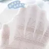 Meias Versáteis Estilo Mori Florais Meninas Meia-Panturrilha, Série Azul e Branco Primavera e Verão, Meias Bordadas em Relevo 3D, Meias de Cachorrinho
