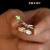 Amantes Aficionados Color Estrella de Cinco Puntas Anillo de Boda de Pareja Brillo Atmósfera Clásica Elegante Sentido de Nicho Anillo de Amor a Larga Distancia