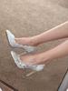 Sapatos de Casamento para Noivas Francesas com Vestido de Noiva, Salto Agulha, Bico Redondo de Veludo, Lindos Sapatos de Salto Alto Pequeno para Mulheres, Versátil para Uso Diário