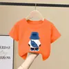 Roupas Infantis Camiseta 100% Algodão para Meninos Mais Velhos Estilo Novo Tendência Camiseta Top Estilosa Infantil Solta Manga Curta Meia Manga Verão