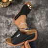 Pantuflas Casuales de Plataforma Gruesa de Talla Grande Transfronterizas para Mujer 2025 Nuevas de Tira Ancha Sencillas de Moda Pantuflas de Cuña Boca de Pez