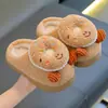 Pantuflas de algodón para niños de invierno, cálidas y forradas de felpa, unisex, antideslizantes, diseño lindo de dona, adecuadas para bebés y niños pequeños