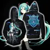 Nova Série Hatsune Miku Impressa em 3D Jaqueta Cardigan com Zíper Moletom com Capuz cosplay Periféricos de Animação