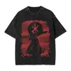 Camiseta de Calavera de Sacrificio Marca Lavada 100% Algodón Camiseta Urbana