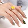 Anillo Loto Soporte Vacío Retro Versátil Chapado en Oro de 18K Elegante para Mujer Montura Vacía para Anillo con Superficie de Huevo 10*10